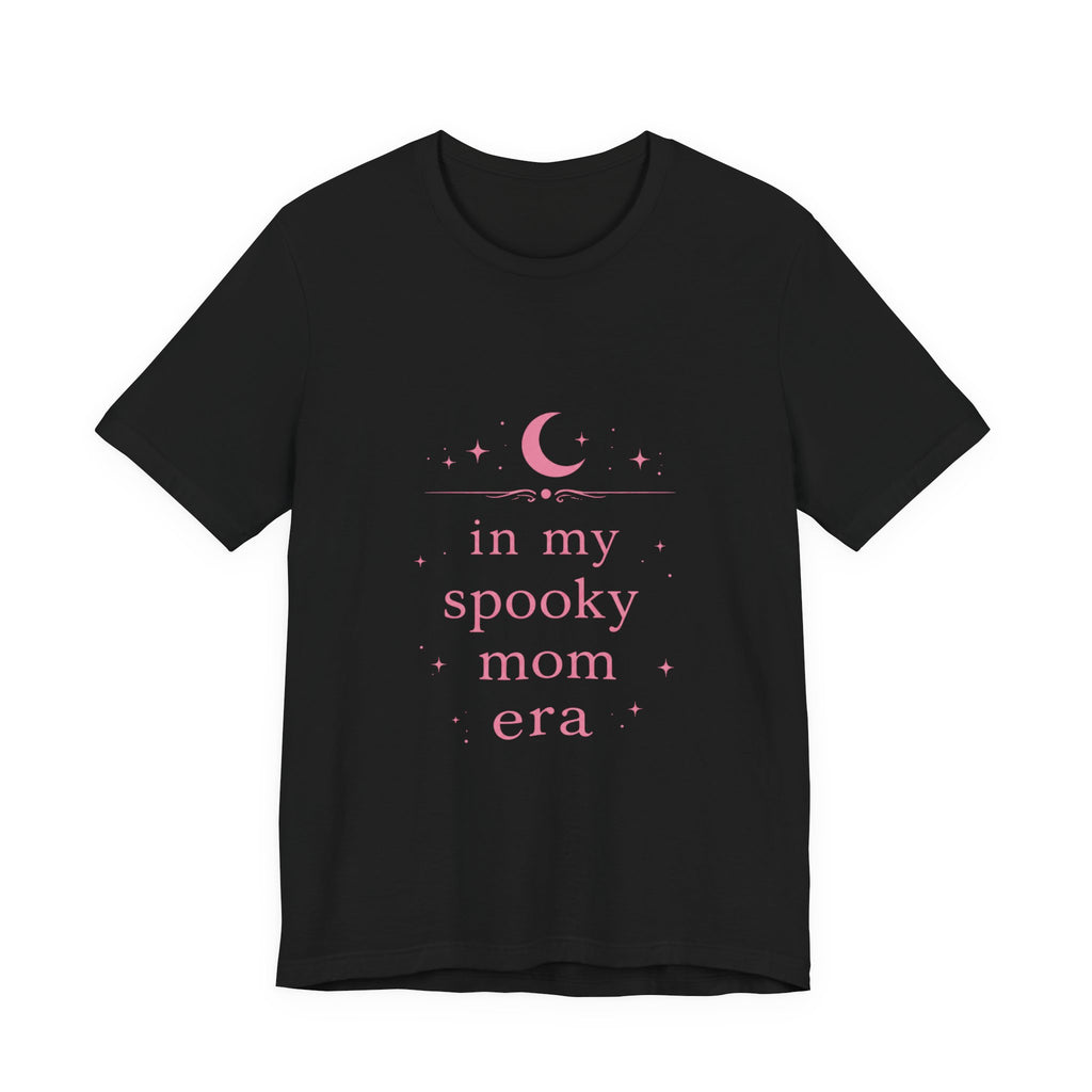 spooky mom era T-Shirt | moon and stars, pastel pink text