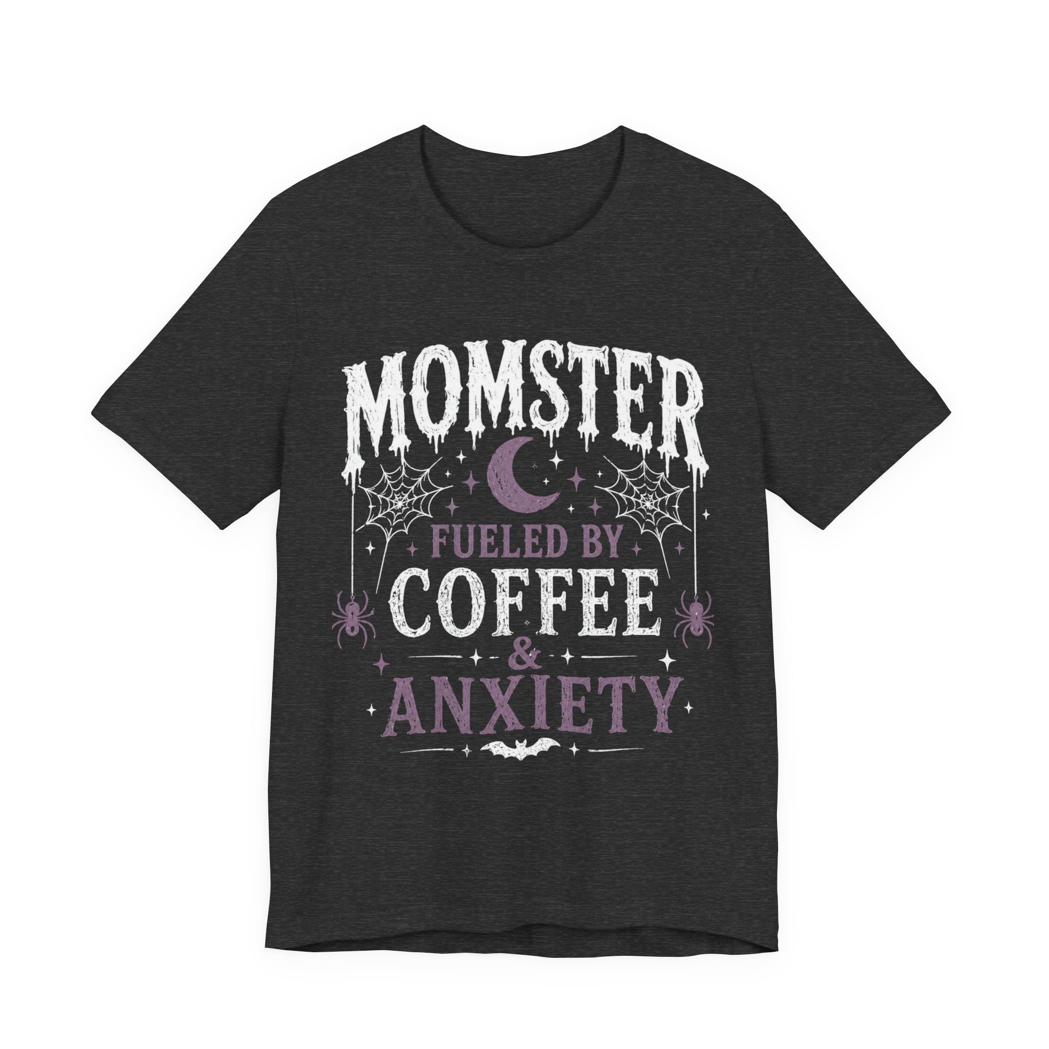 Fueled by Coffee & Anxiety T-Shirt | Moon, Stars, Spiders Graphic Tee