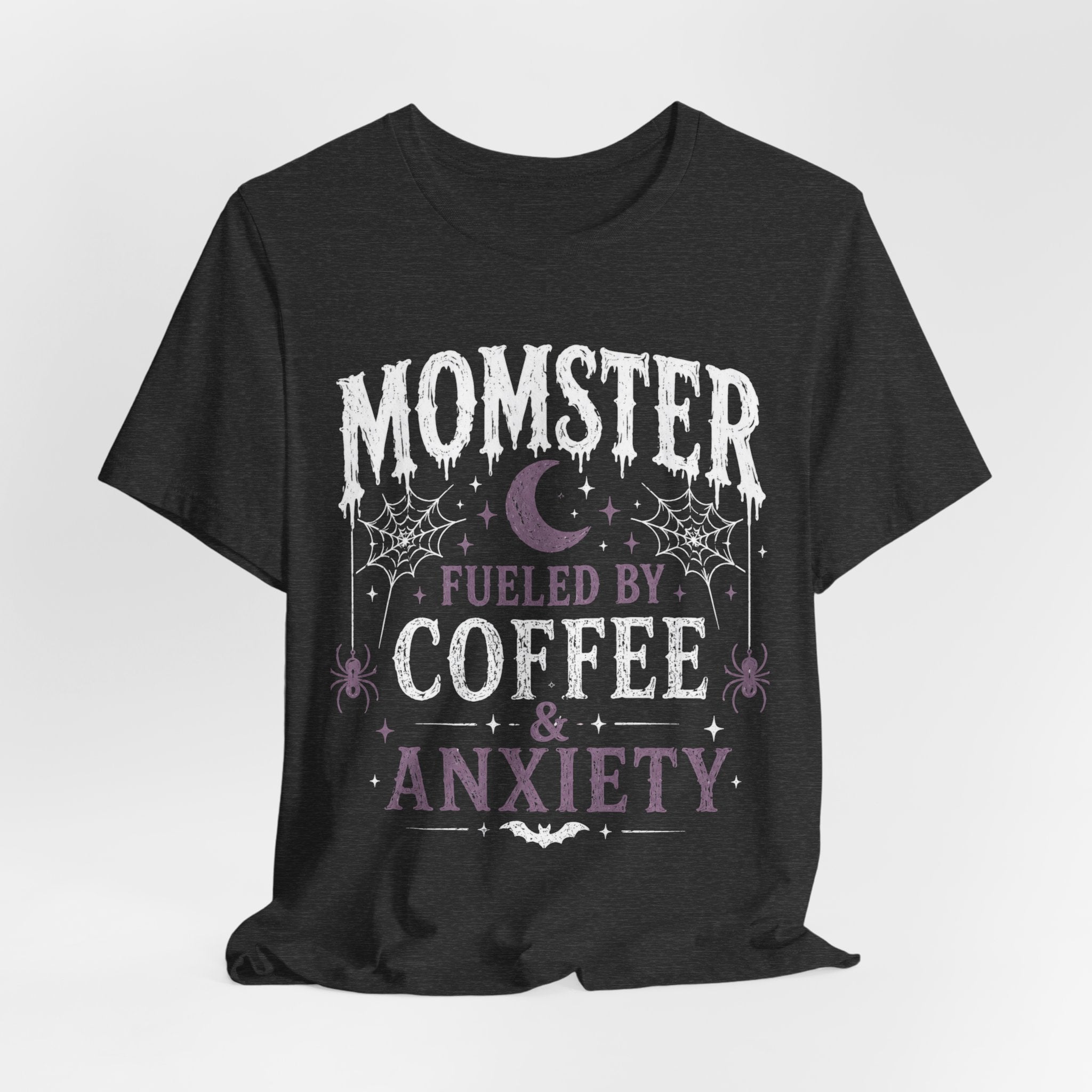 Fueled by Coffee & Anxiety T-Shirt | Moon, Stars, Spiders Graphic Tee