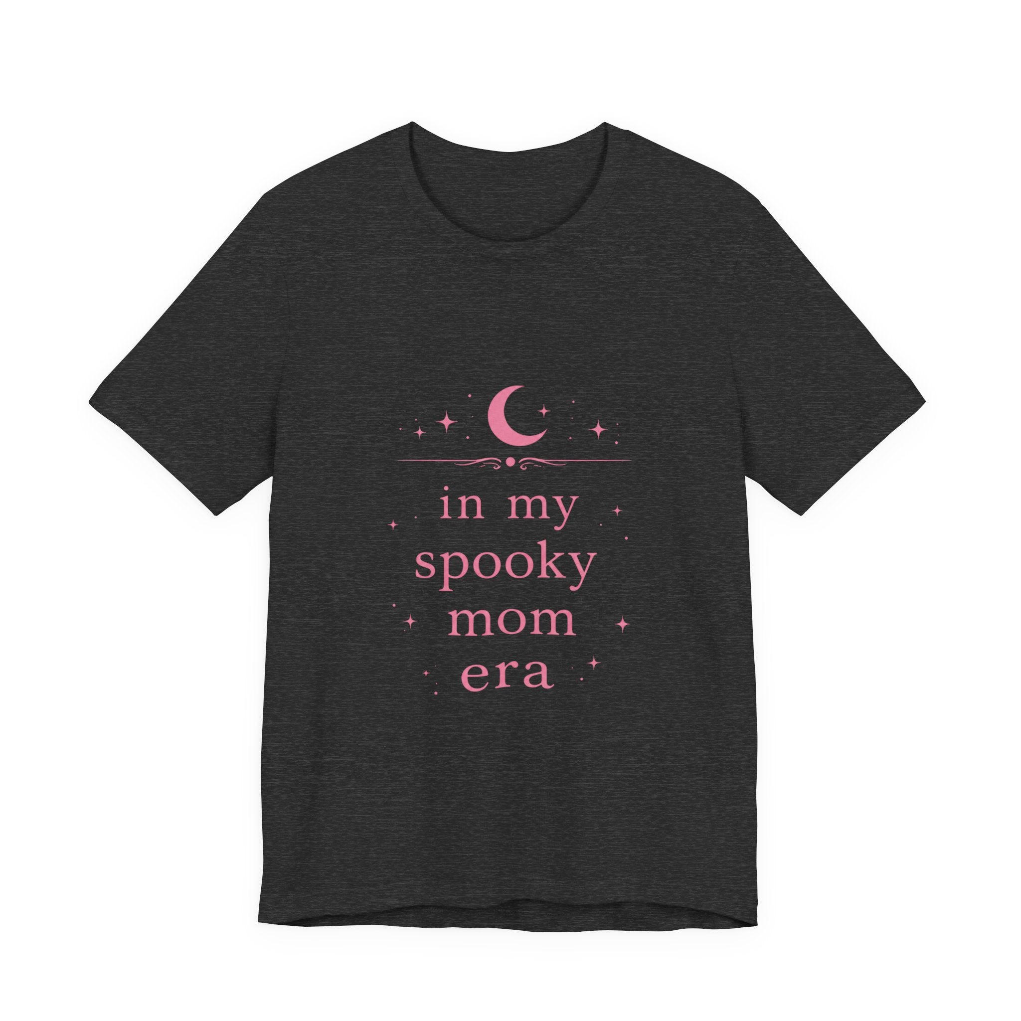 spooky mom era T-Shirt | moon and stars, pastel pink text