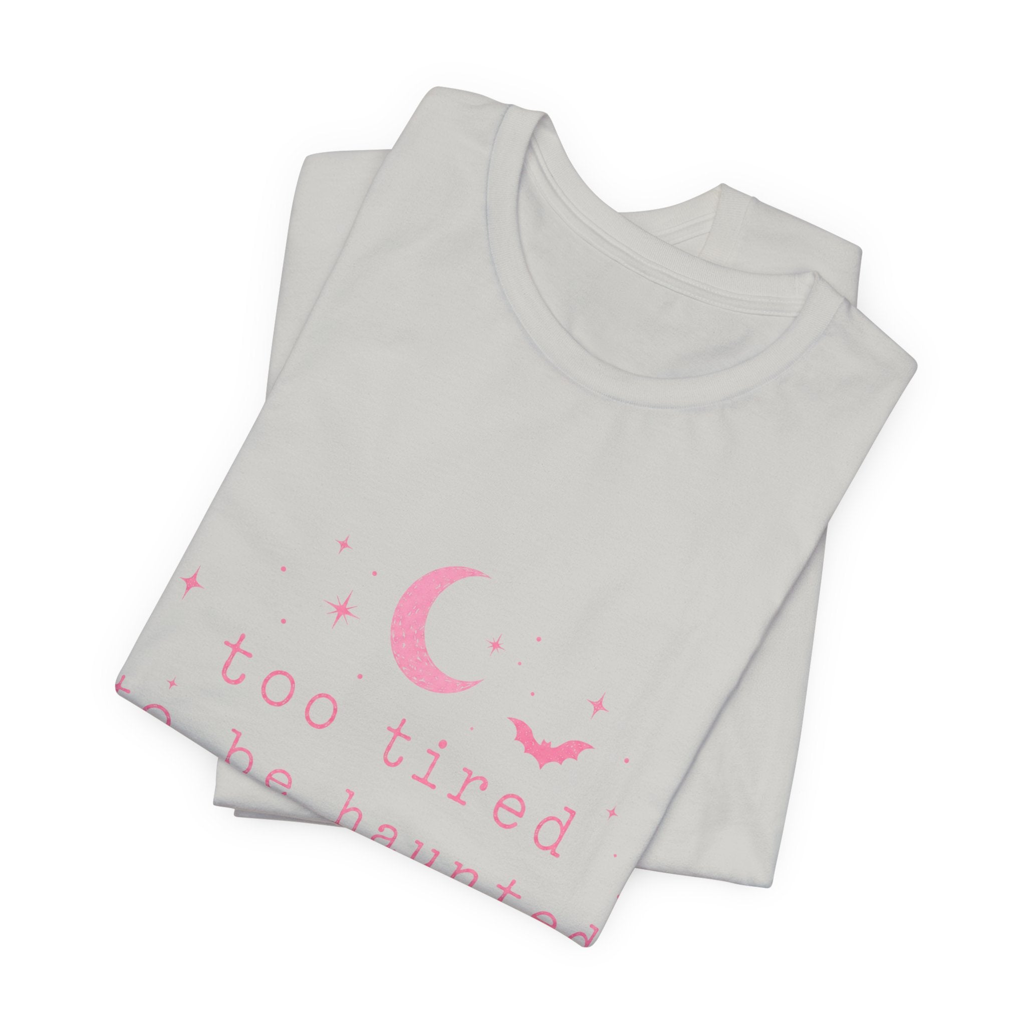 too tired to be haunted but here we are Tee | Halloween moon bat aesthetic