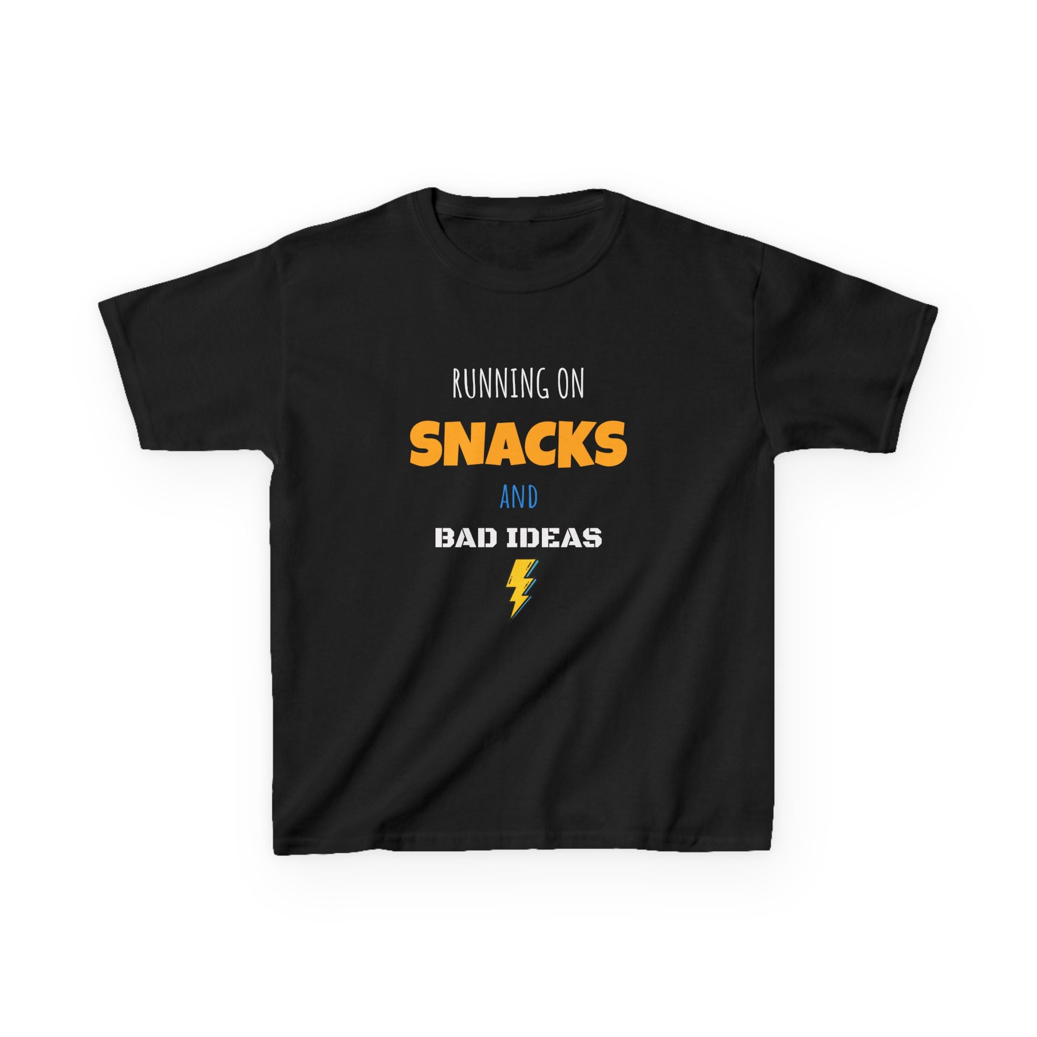 Kids T‑Shirt - "Running on Snacks and Bad Ideas" Funny Graphic Tee for Kids