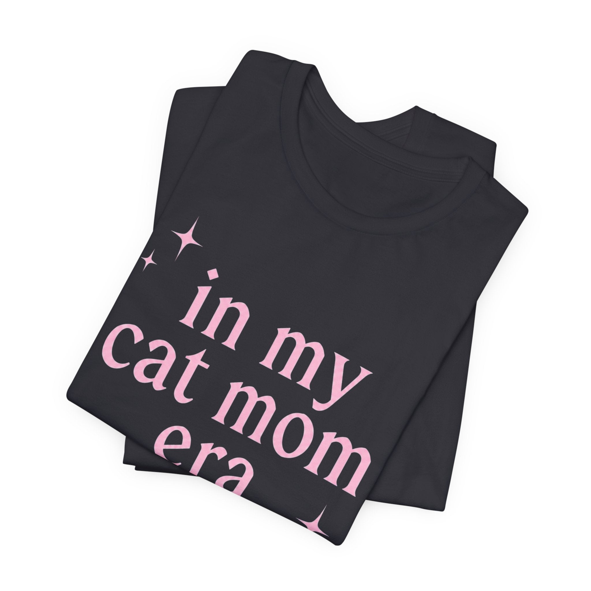 Cat Mom Tee — "in my cat mom era" Pink Script Shirt