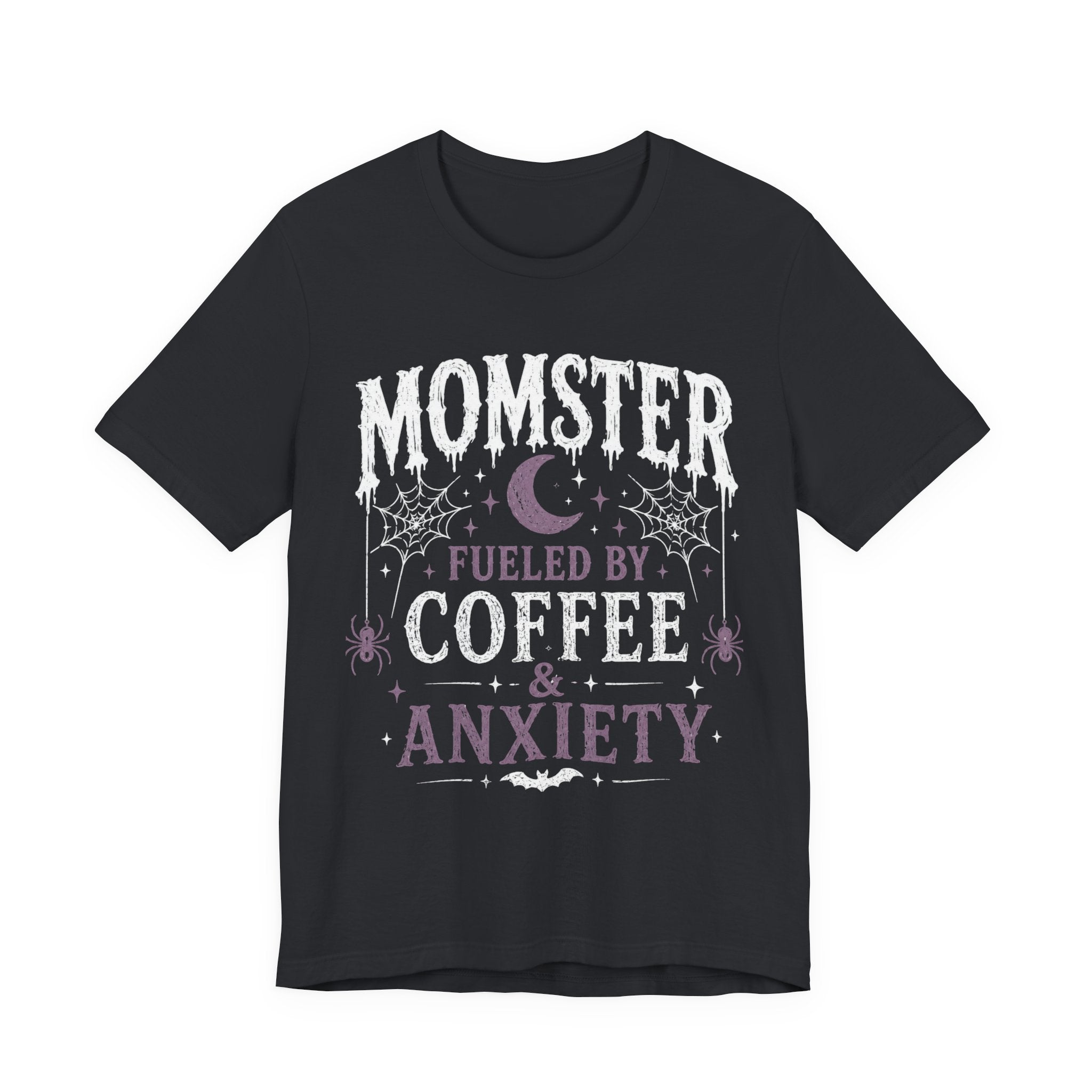 Fueled by Coffee & Anxiety T-Shirt | Moon, Stars, Spiders Graphic Tee