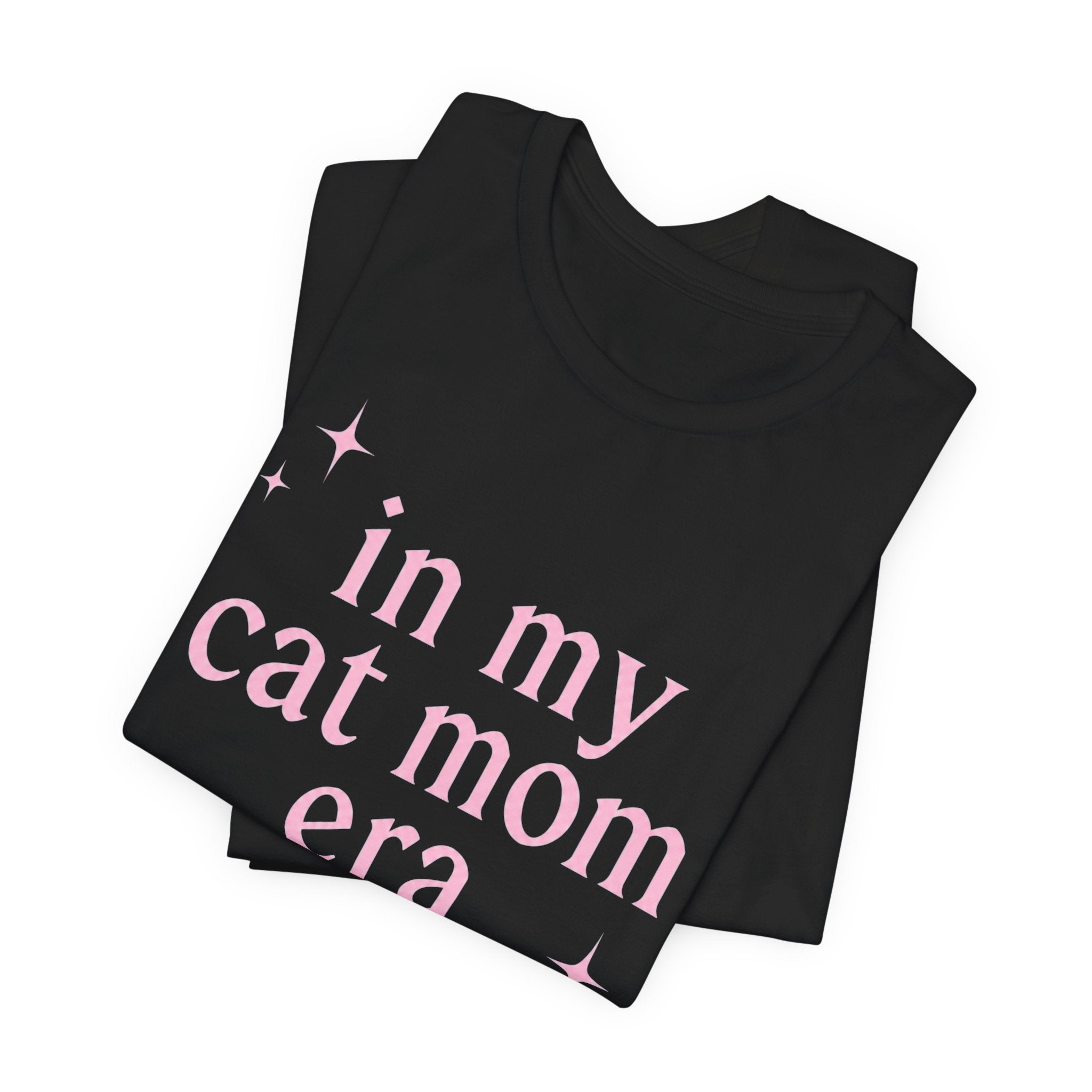 Cat Mom Tee — "in my cat mom era" Pink Script Shirt