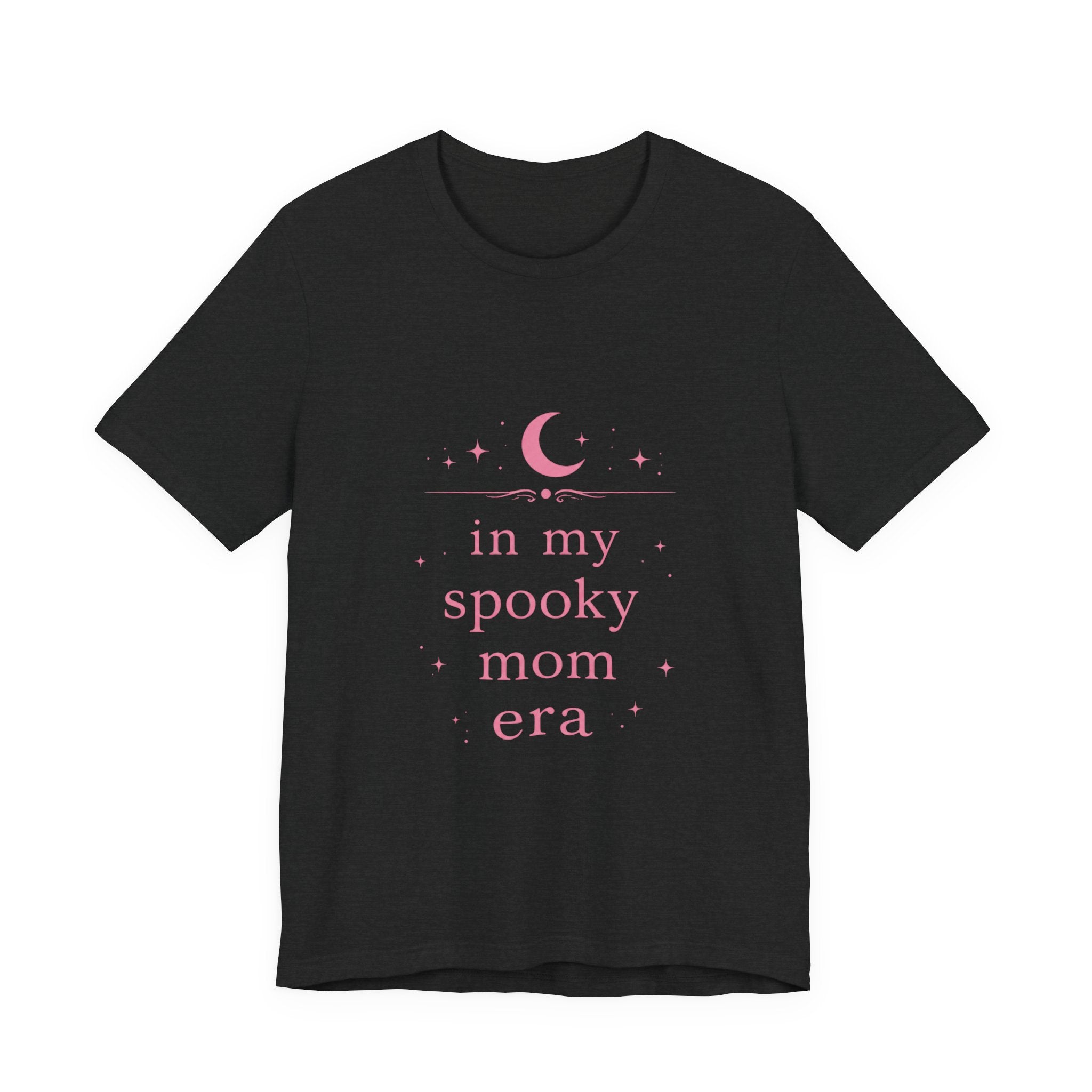 spooky mom era T-Shirt | moon and stars, pastel pink text