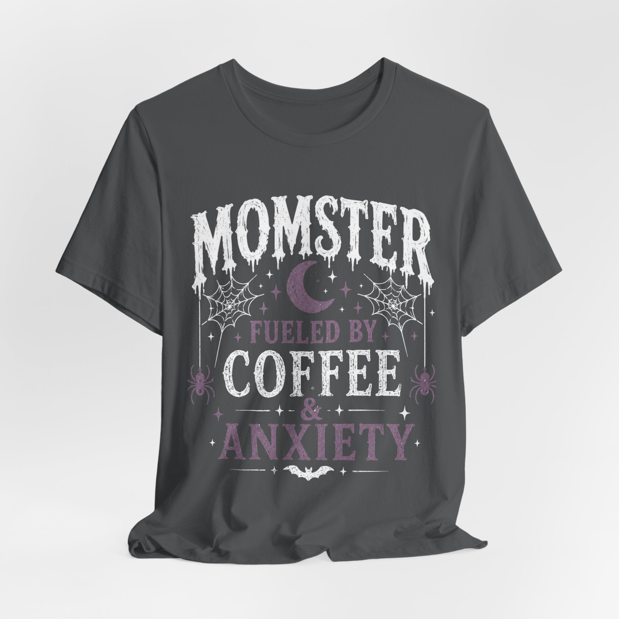 Fueled by Coffee & Anxiety T-Shirt | Moon, Stars, Spiders Graphic Tee