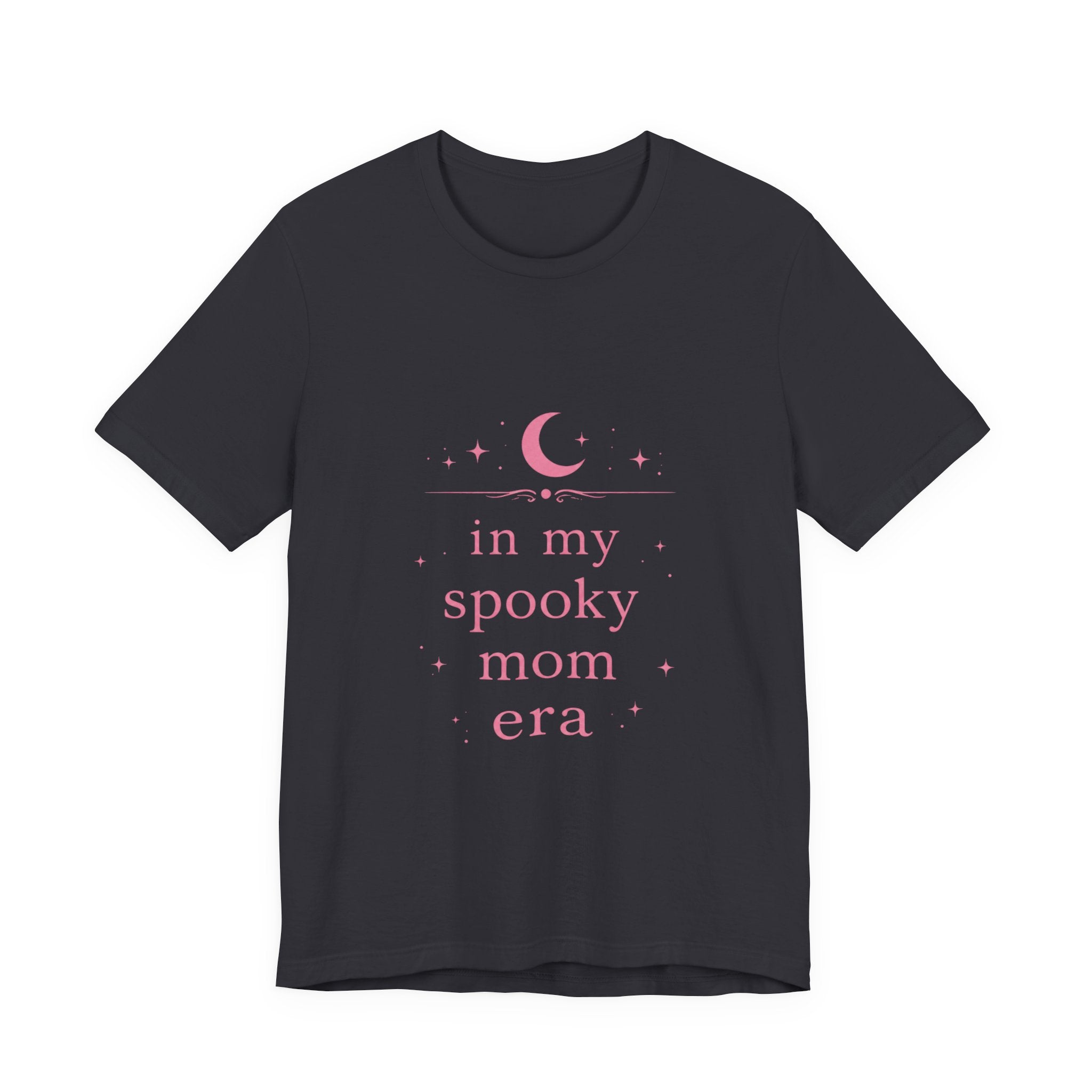 spooky mom era T-Shirt | moon and stars, pastel pink text