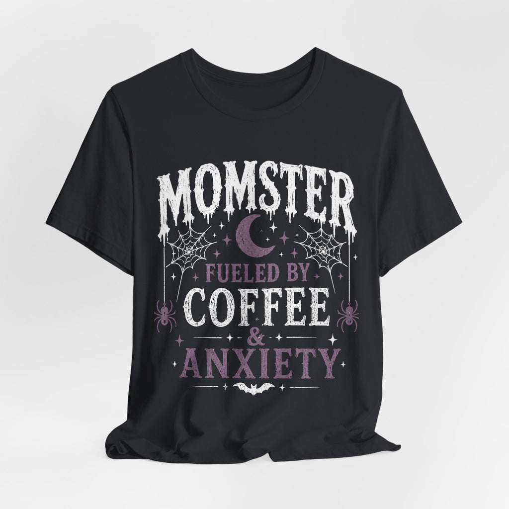 Fueled by Coffee & Anxiety T-Shirt | Moon, Stars, Spiders Graphic Tee