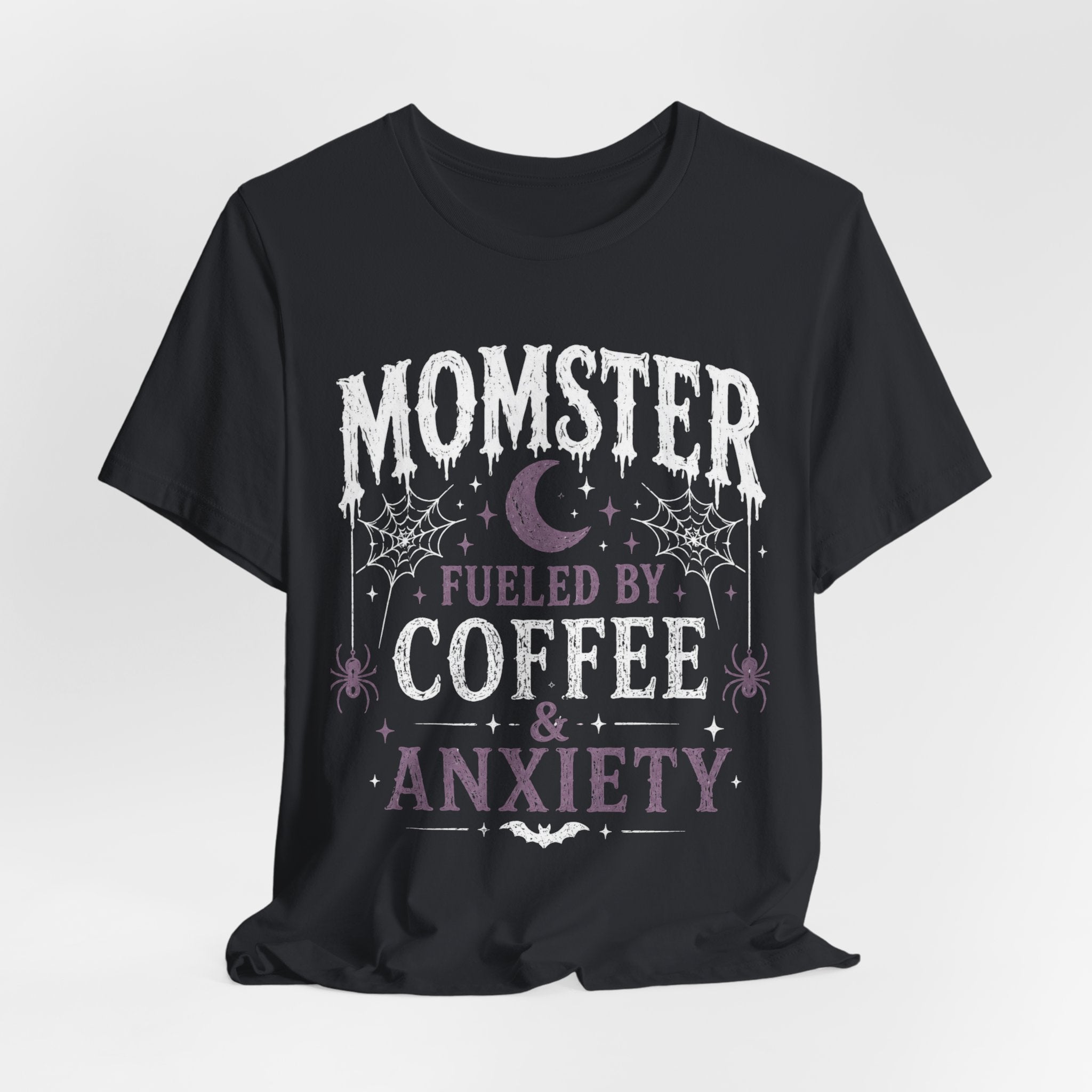 Fueled by Coffee & Anxiety T-Shirt | Moon, Stars, Spiders Graphic Tee