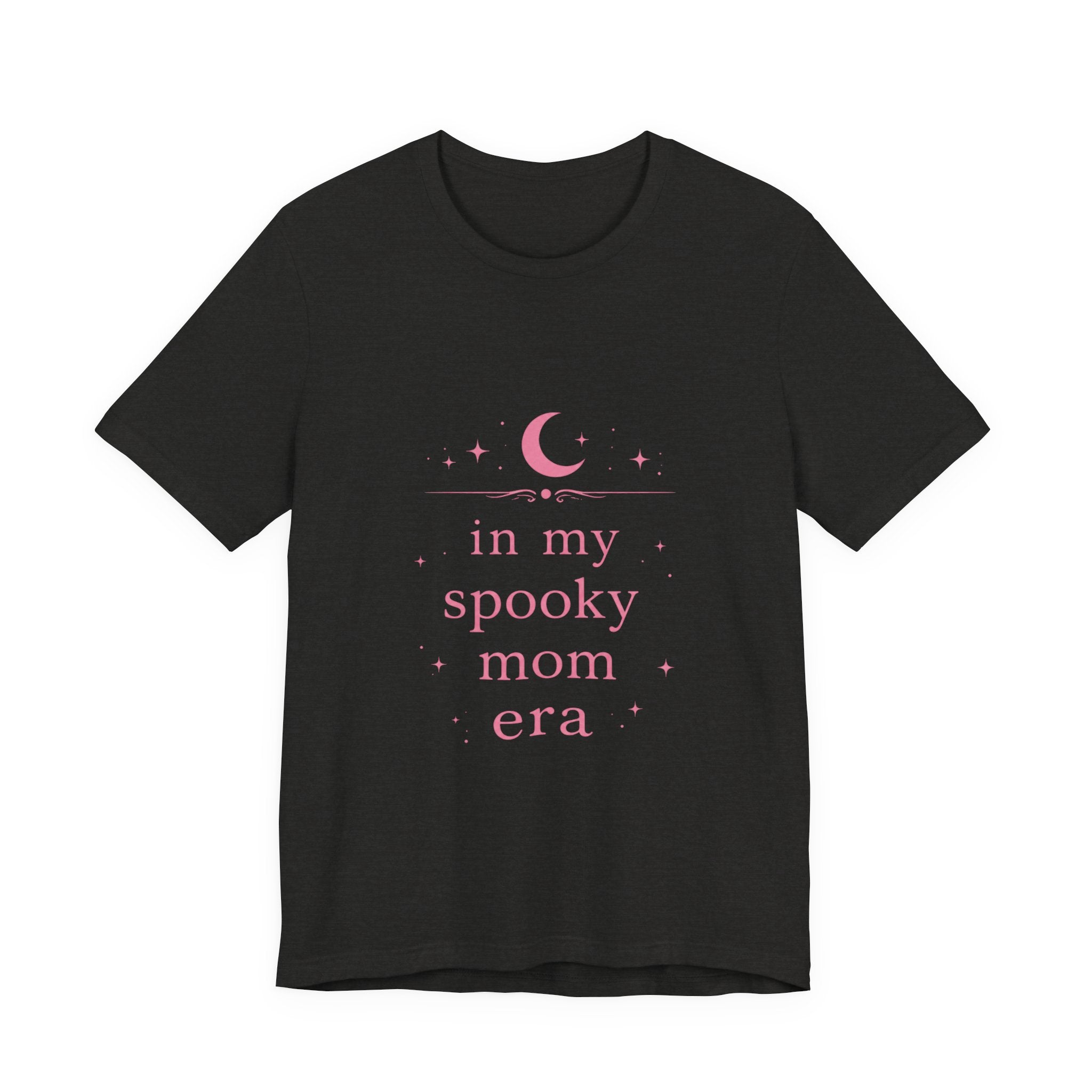 spooky mom era T-Shirt | moon and stars, pastel pink text
