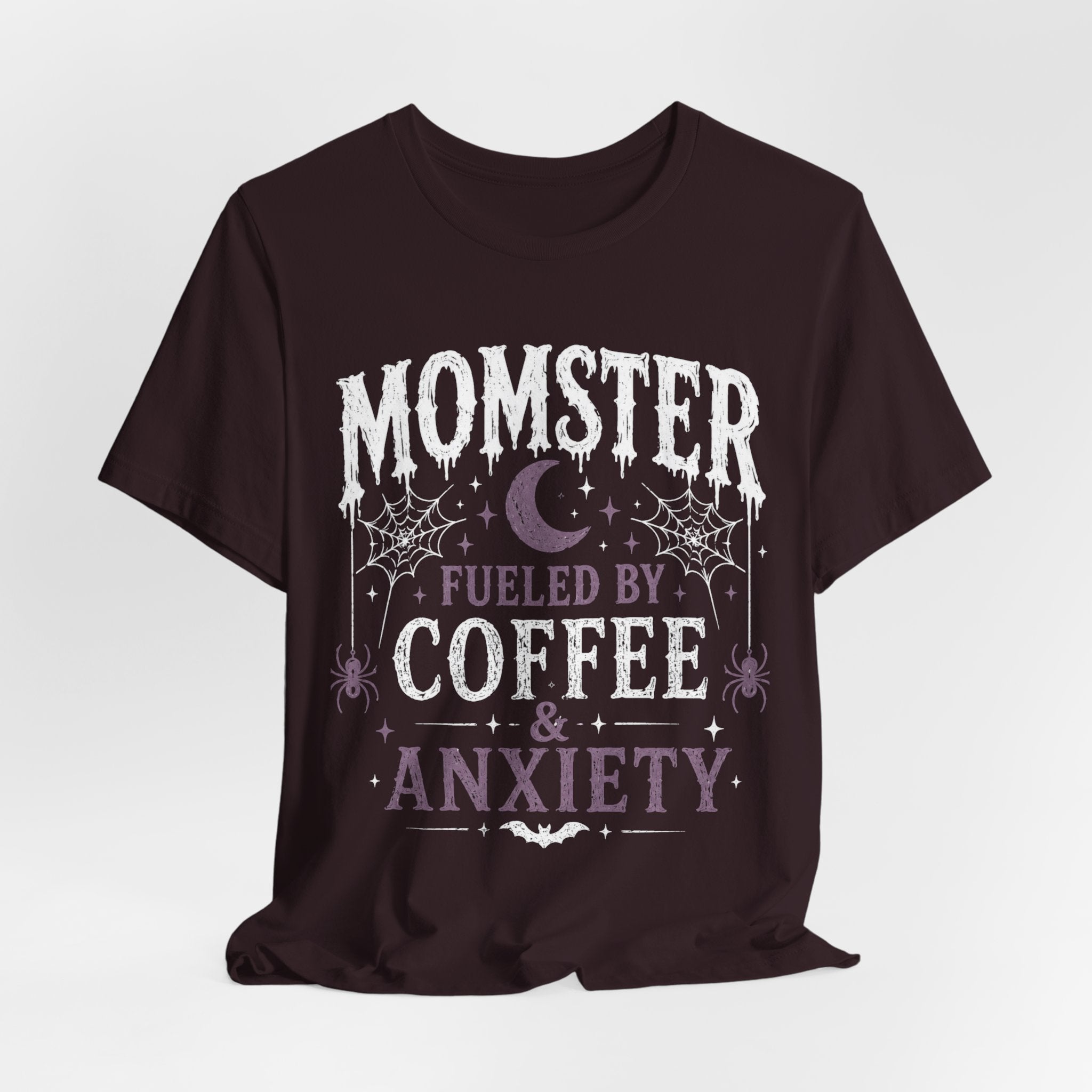 Fueled by Coffee & Anxiety T-Shirt | Moon, Stars, Spiders Graphic Tee