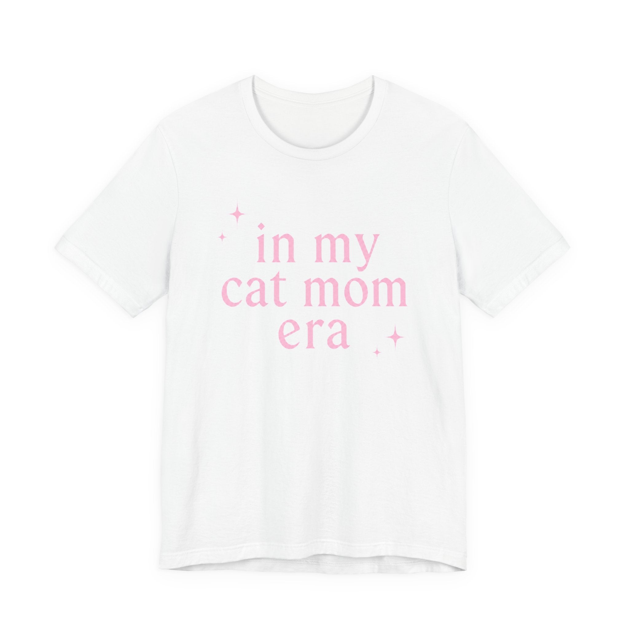 Cat Mom Tee — "in my cat mom era" Pink Script Shirt