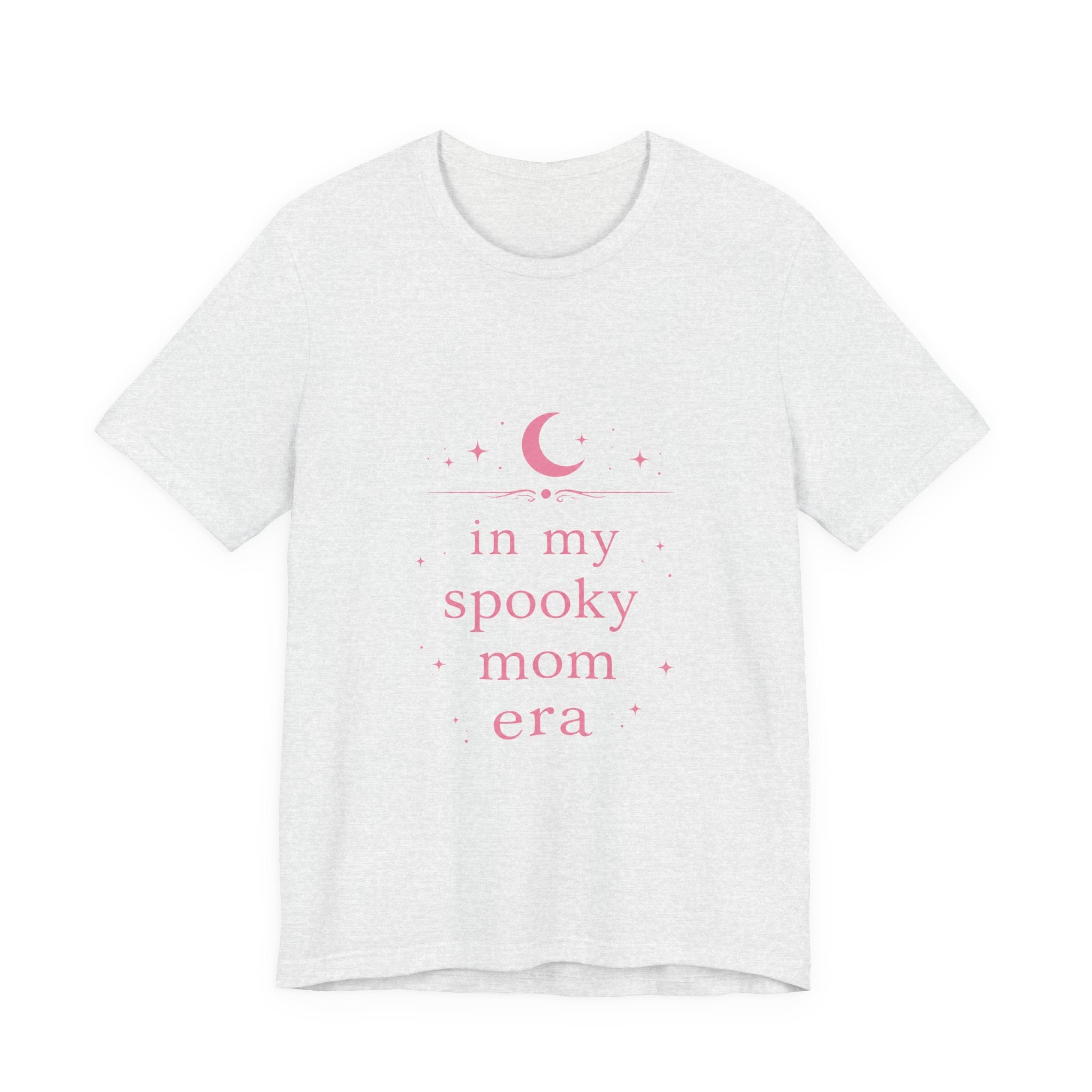 spooky mom era T-Shirt | moon and stars, pastel pink text