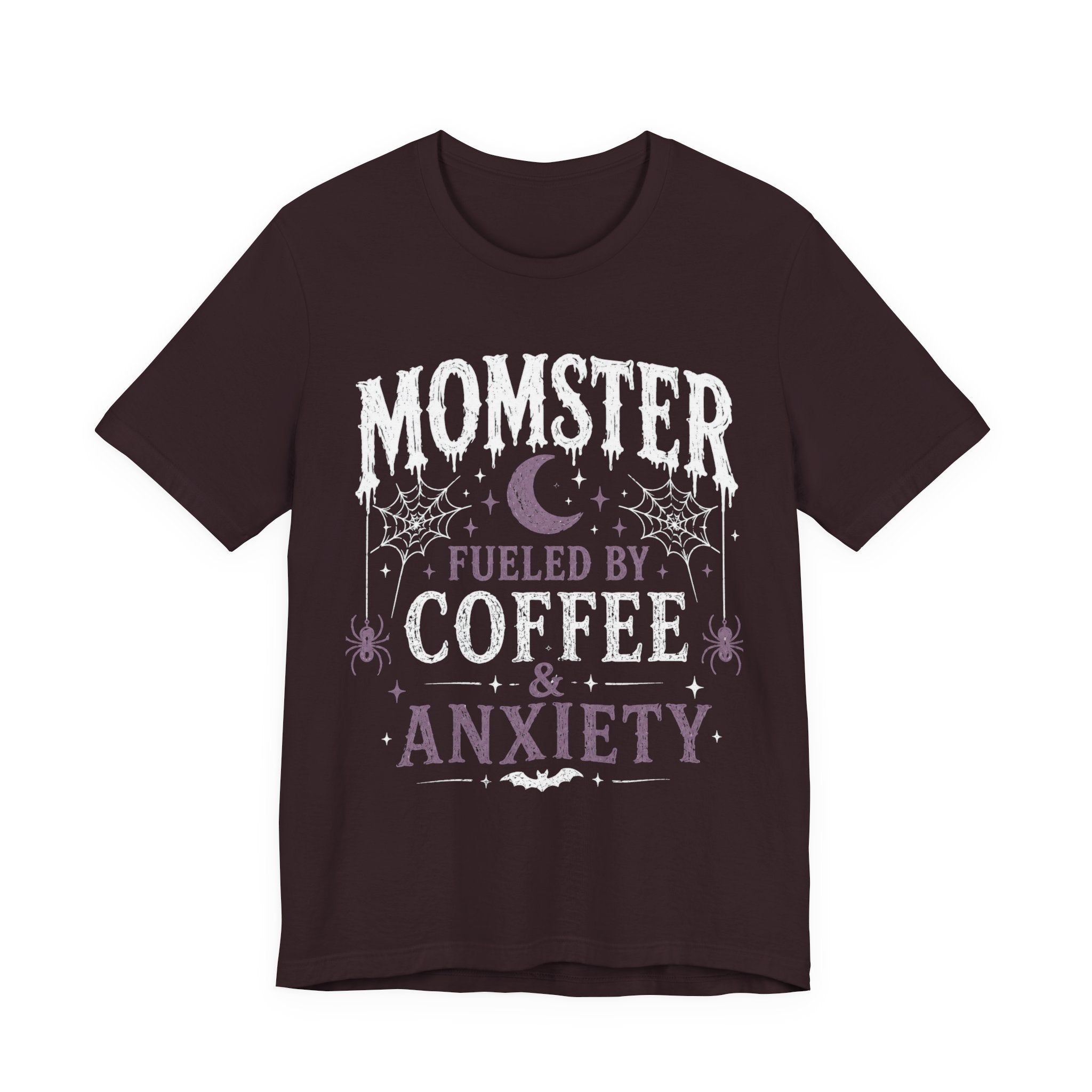 Fueled by Coffee & Anxiety T-Shirt | Moon, Stars, Spiders Graphic Tee