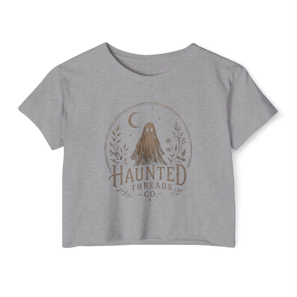 Haunted Threads Co. Ghost Crop Top — Women's Festival Halloween Tee