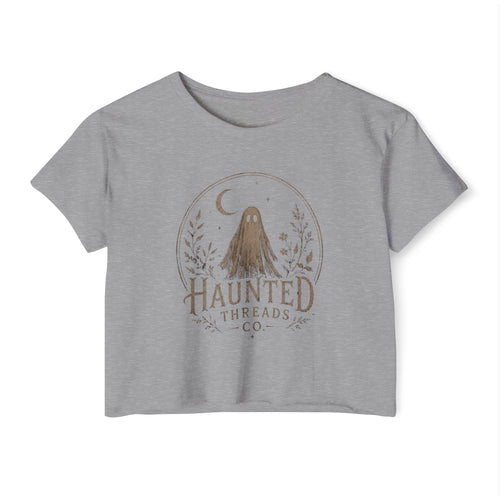 Haunted Threads Co. Ghost Crop Top — Women's Festival Halloween Tee