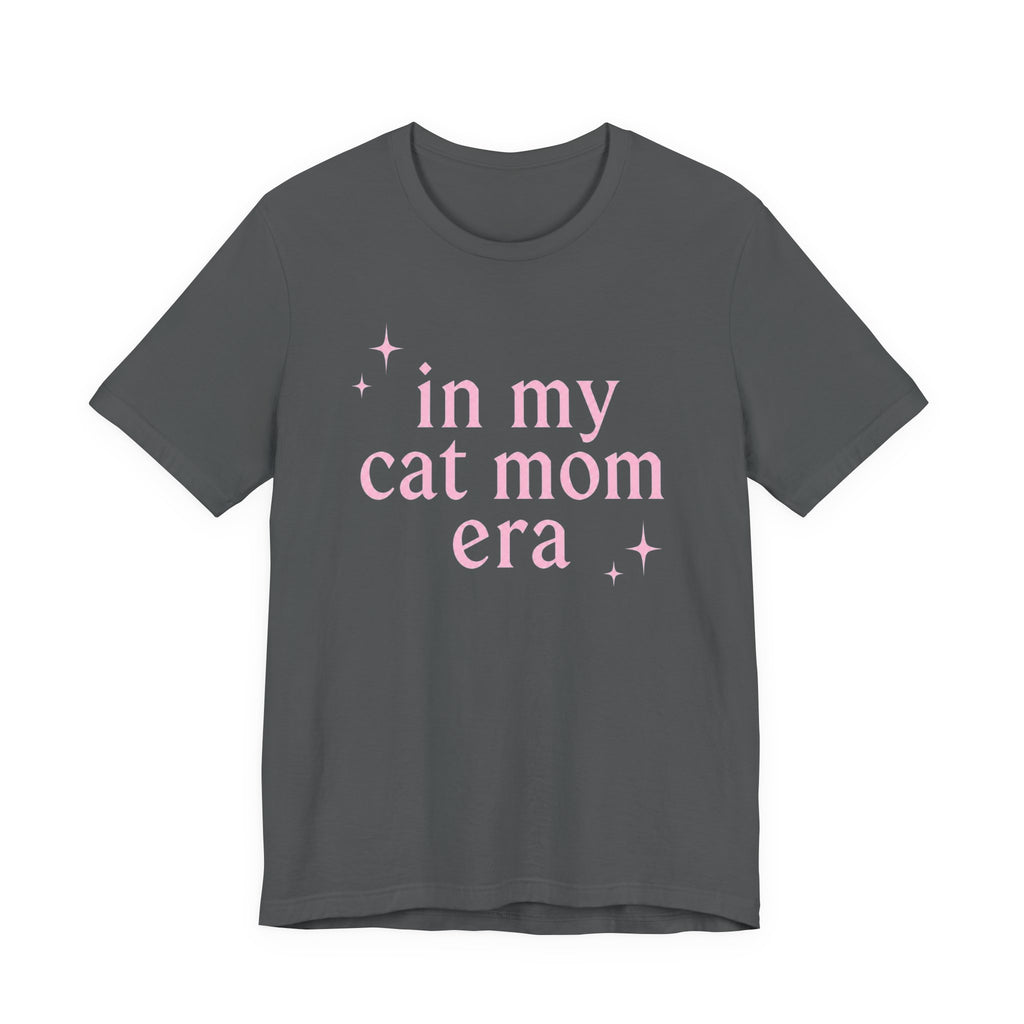 Cat Mom Tee — "in my cat mom era" Pink Script Shirt