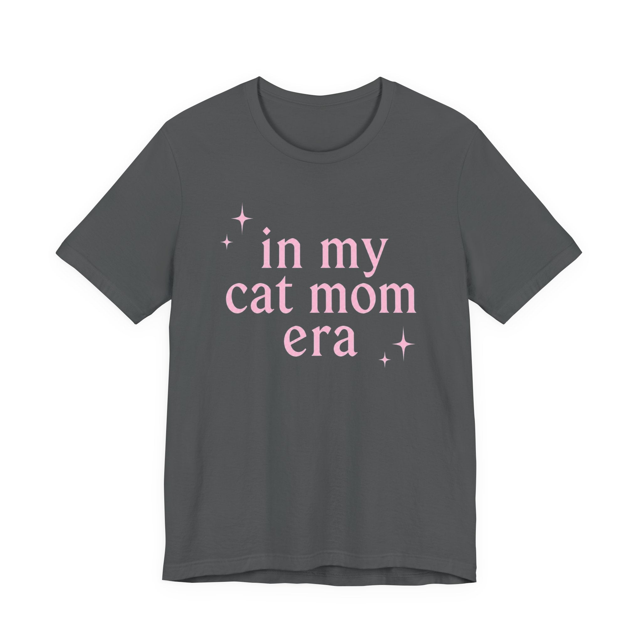 Cat Mom Tee — "in my cat mom era" Pink Script Shirt