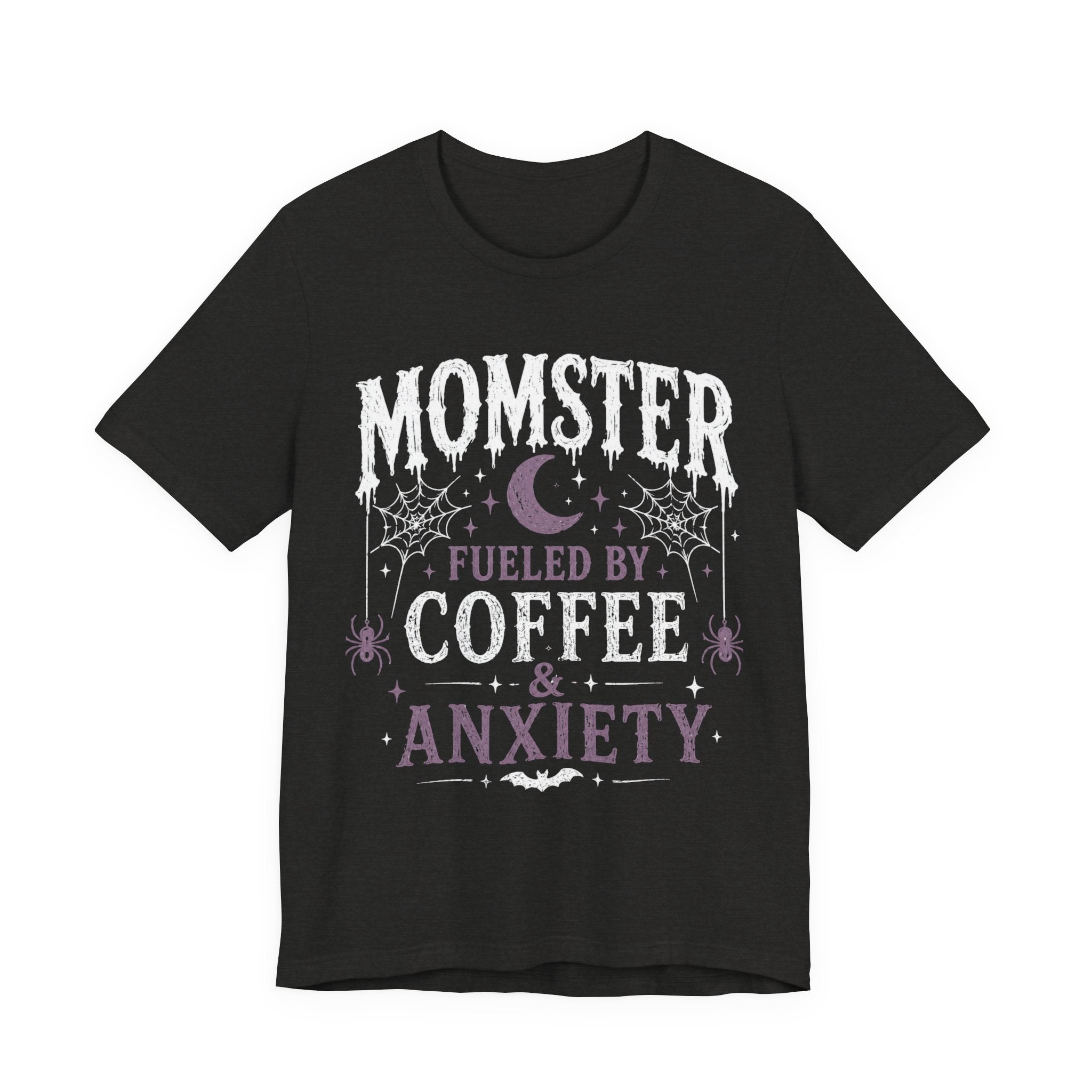 Fueled by Coffee & Anxiety T-Shirt | Moon, Stars, Spiders Graphic Tee