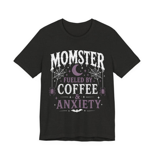 Fueled by Coffee & Anxiety T-Shirt | Moon, Stars, Spiders Graphic Tee