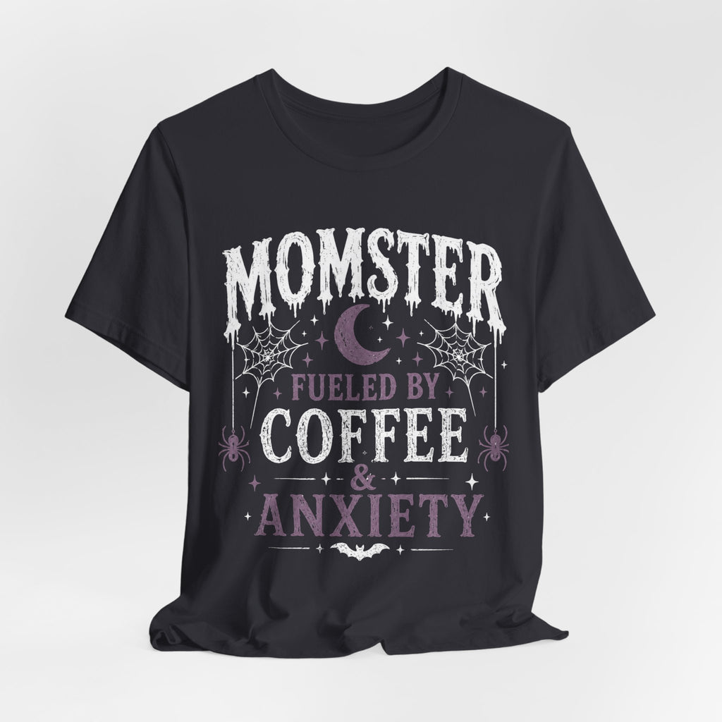 Fueled by Coffee & Anxiety T-Shirt | Moon, Stars, Spiders Graphic Tee