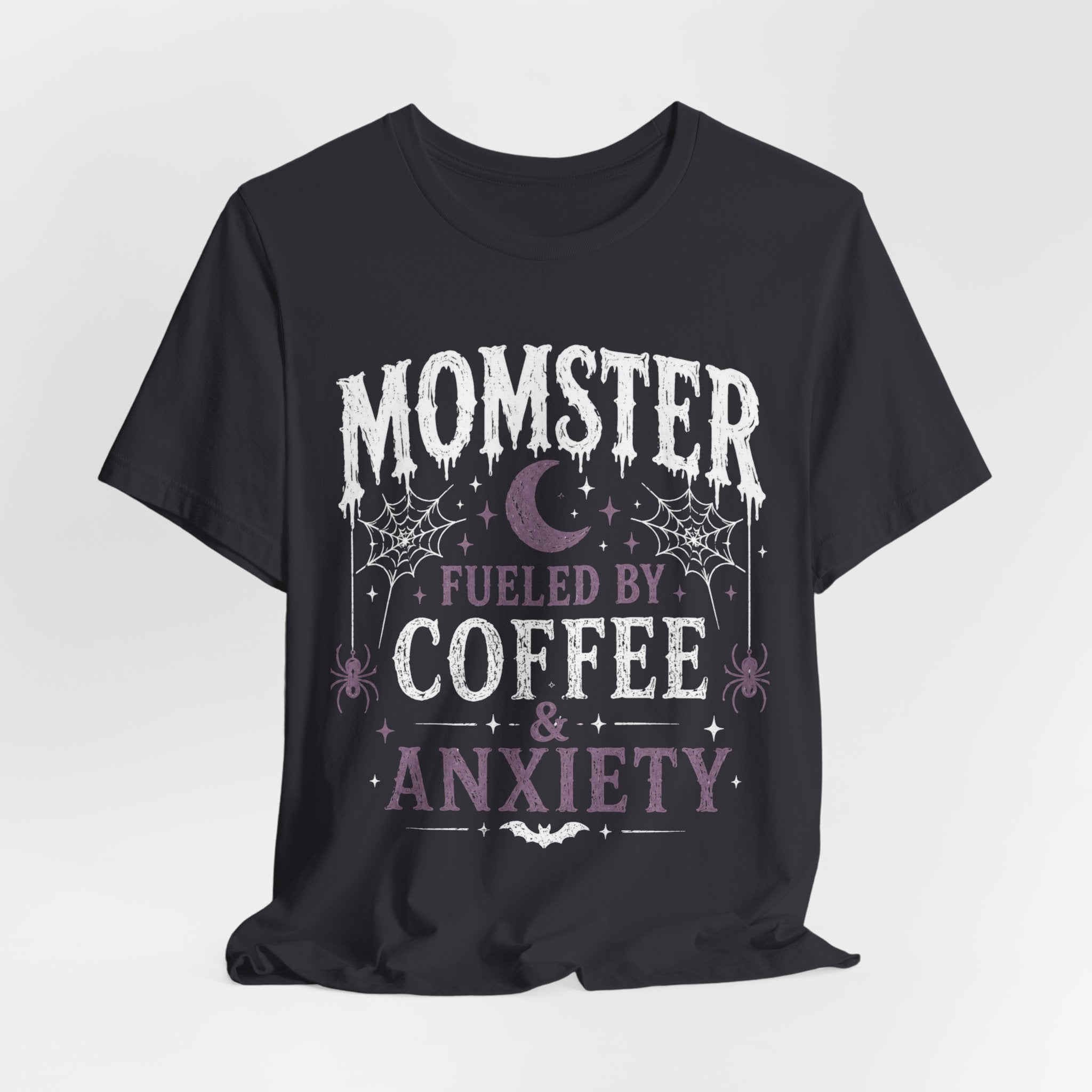 Fueled by Coffee & Anxiety T-Shirt | Moon, Stars, Spiders Graphic Tee