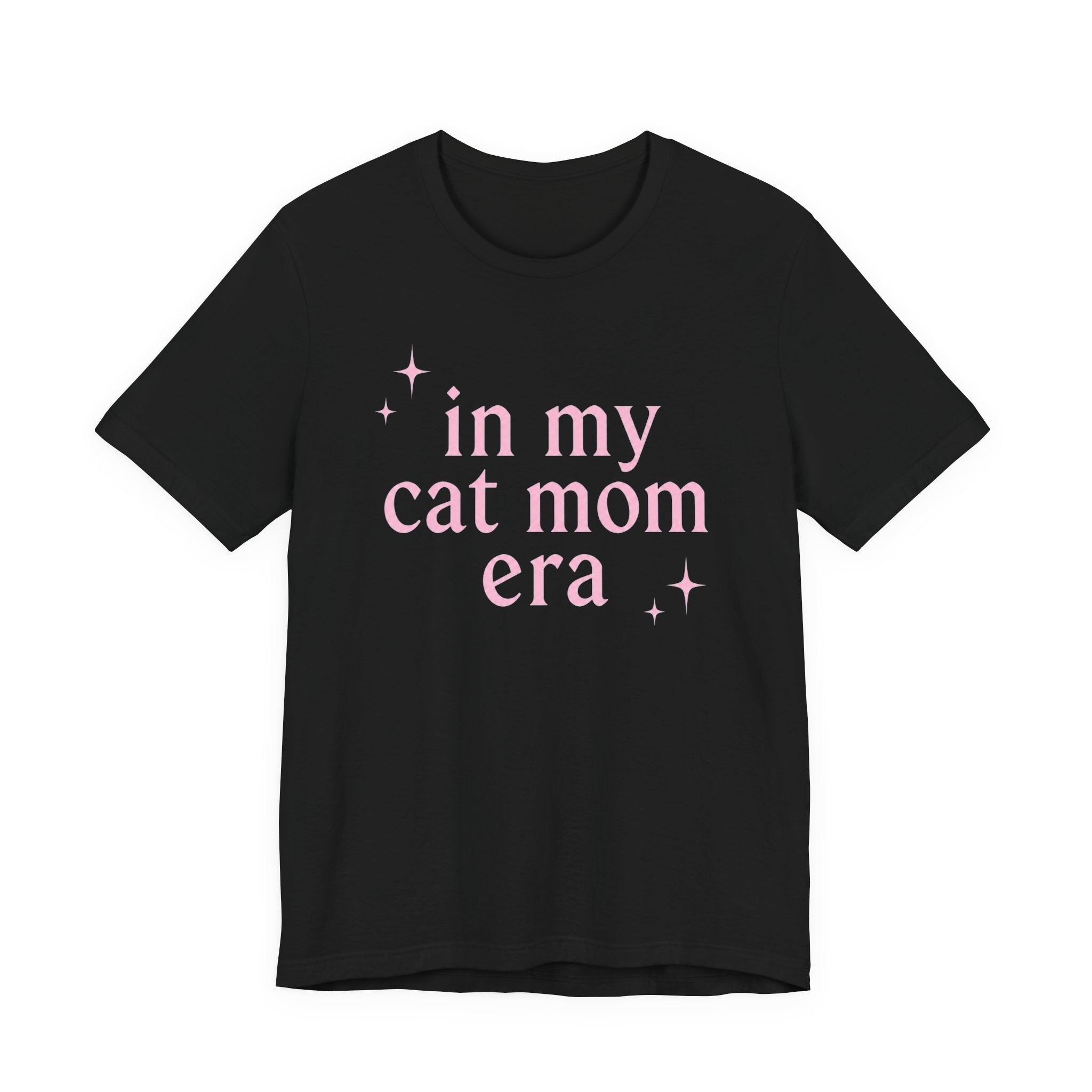 Cat Mom Tee — "in my cat mom era" Pink Script Shirt