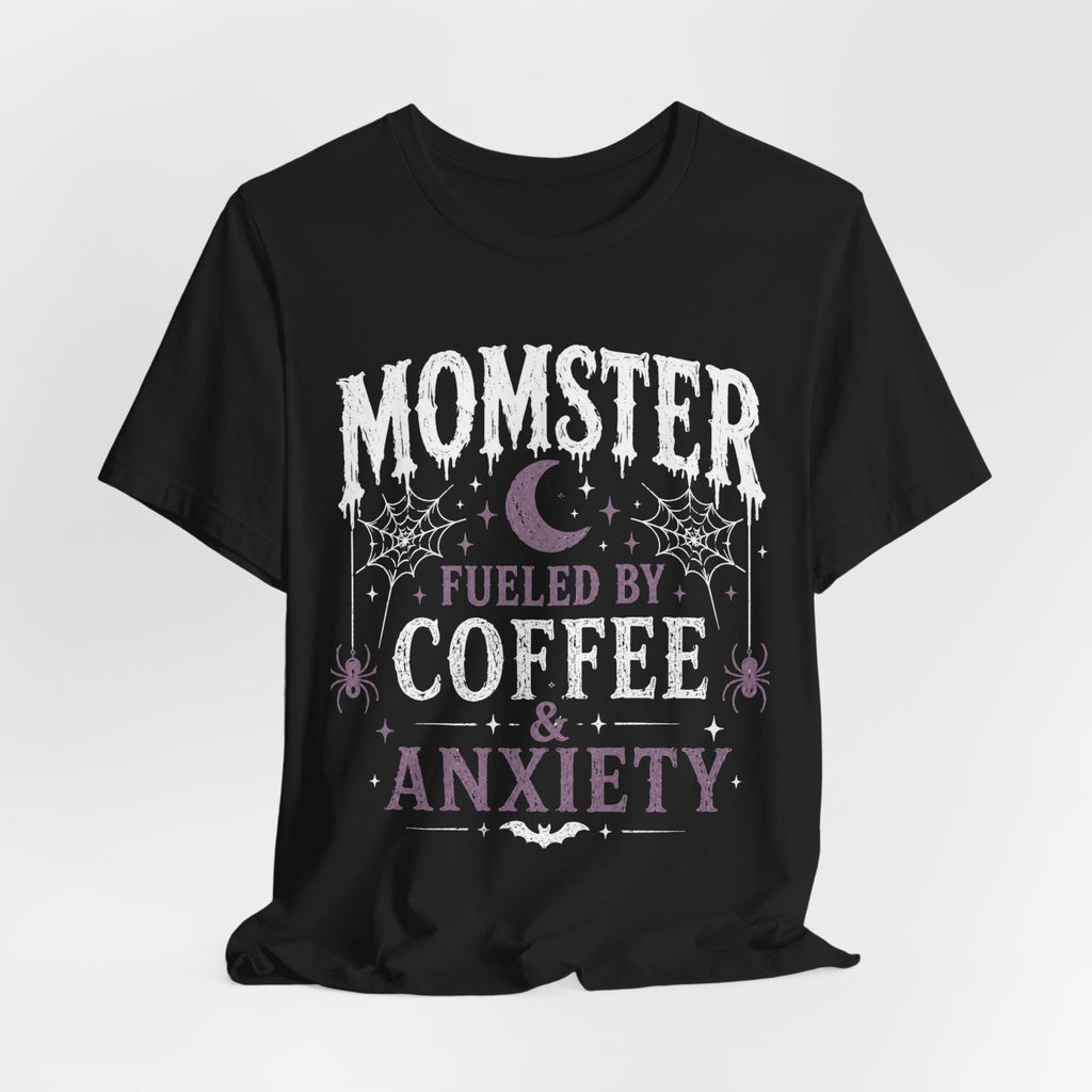 Fueled by Coffee & Anxiety T-Shirt | Moon, Stars, Spiders Graphic Tee