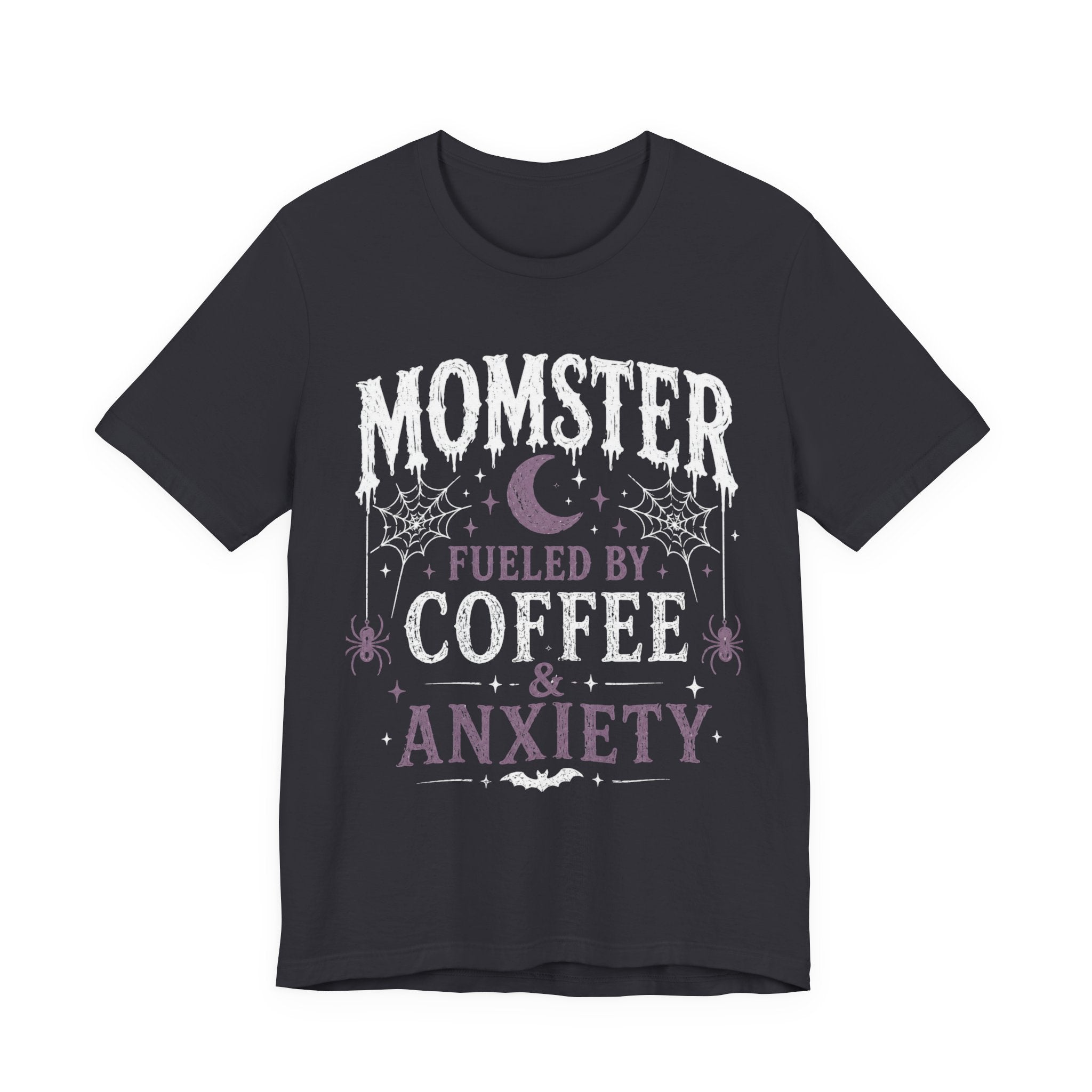 Fueled by Coffee & Anxiety T-Shirt | Moon, Stars, Spiders Graphic Tee