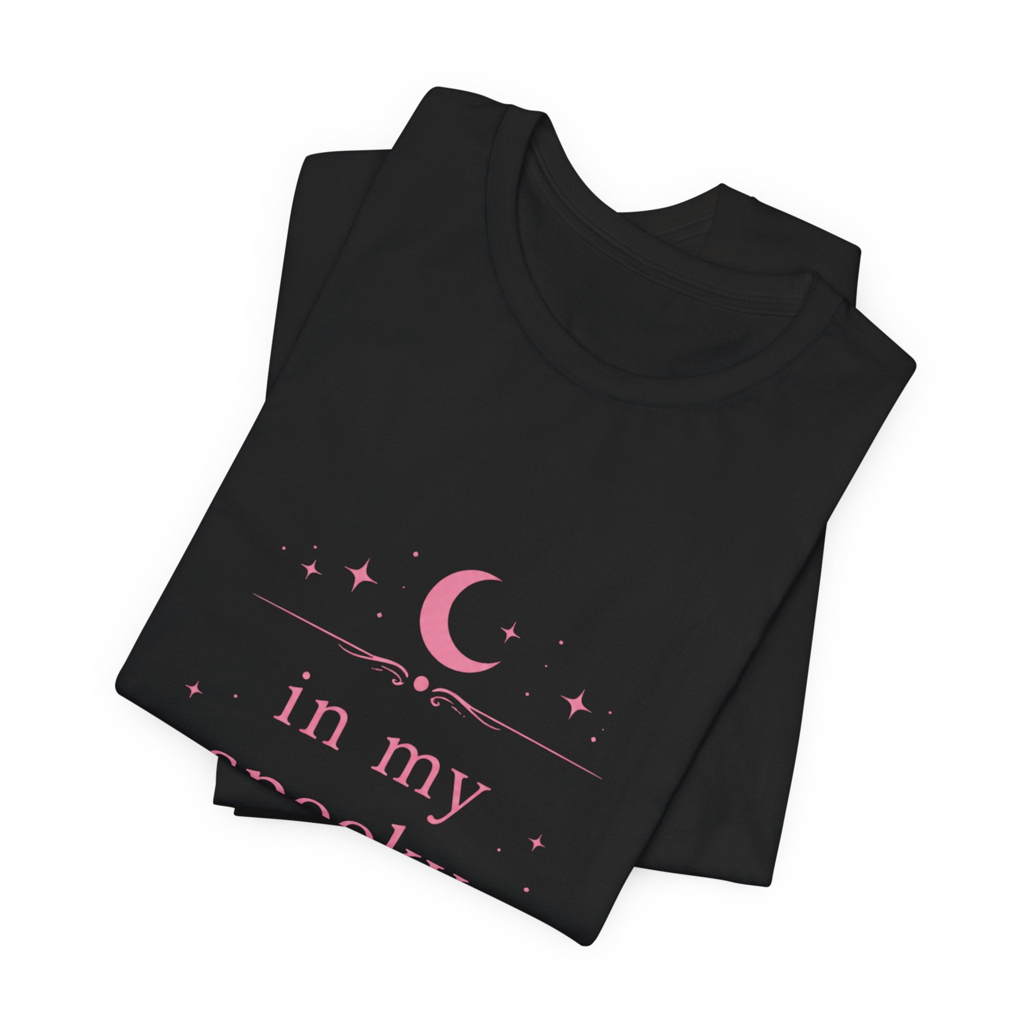 spooky mom era T-Shirt | moon and stars, pastel pink text