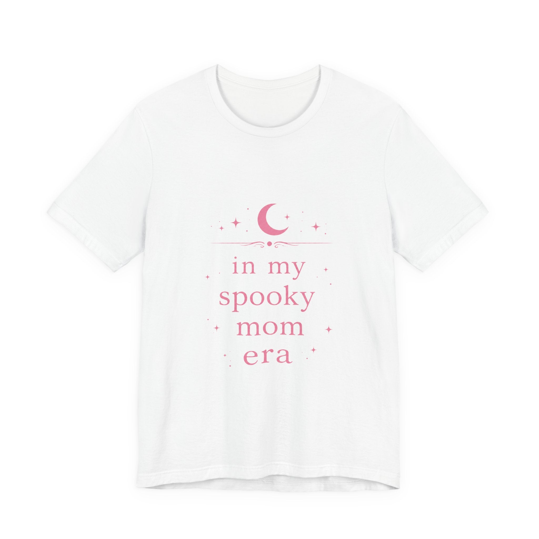 spooky mom era T-Shirt | moon and stars, pastel pink text