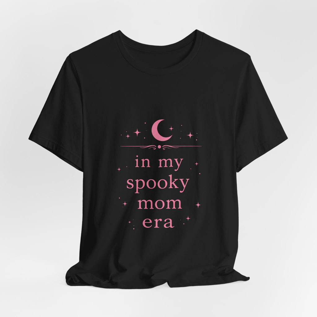 spooky mom era T-Shirt | moon and stars, pastel pink text