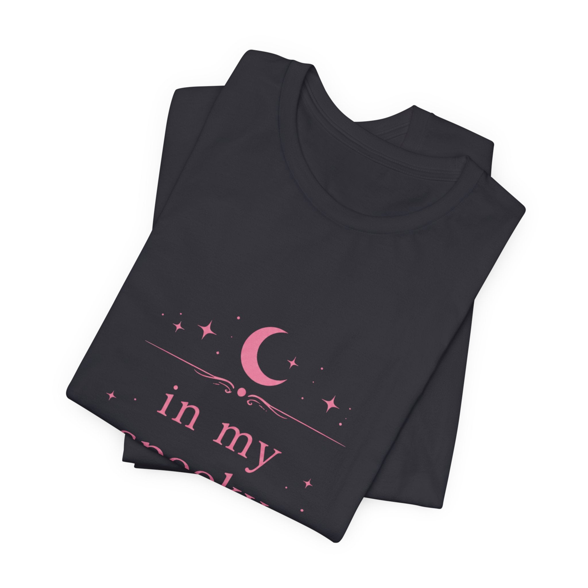 spooky mom era T-Shirt | moon and stars, pastel pink text