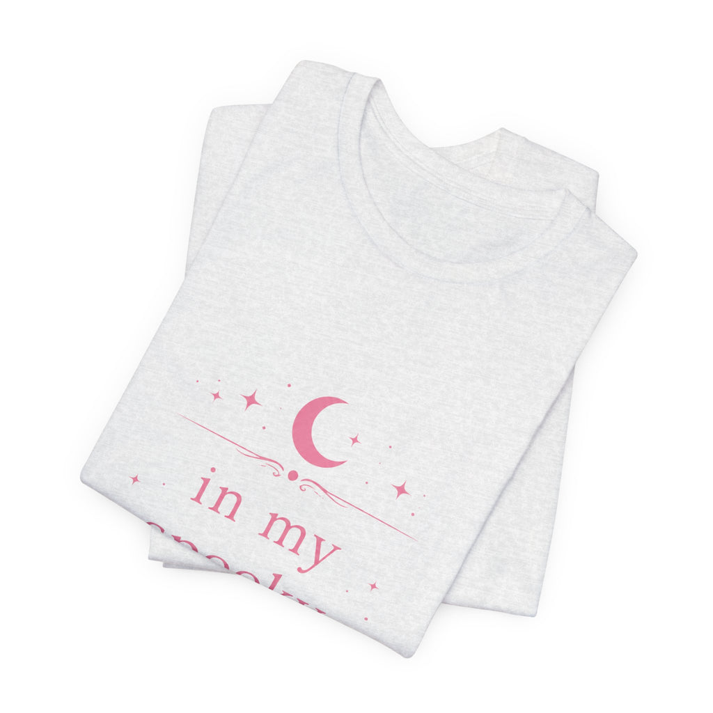 spooky mom era T-Shirt | moon and stars, pastel pink text